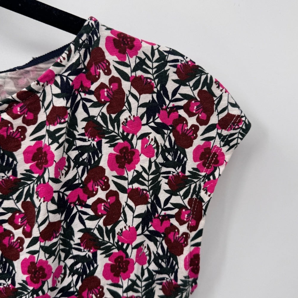 Boden Florrie Jersey Dress Women 4R White Pink Flower Print Cotton Pockets Fairy - Picture 6 of 9